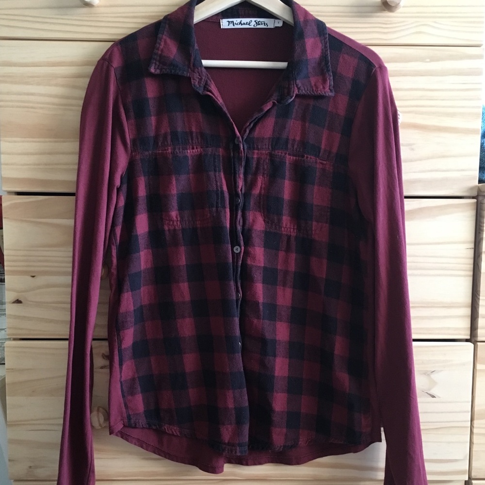 Michael Stars Red/Black Plaid Flannel Button Shirt